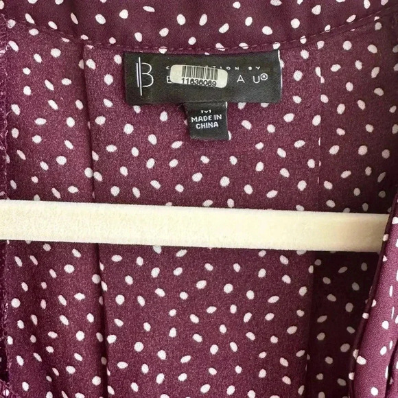 B Collection by Bobeau Purple and White Polka Dot Blouse, Size Medium - Picture 7 of 16